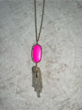 Kendra Scott Gold-Tone Necklace with Hot Pink Pendant and Tassel